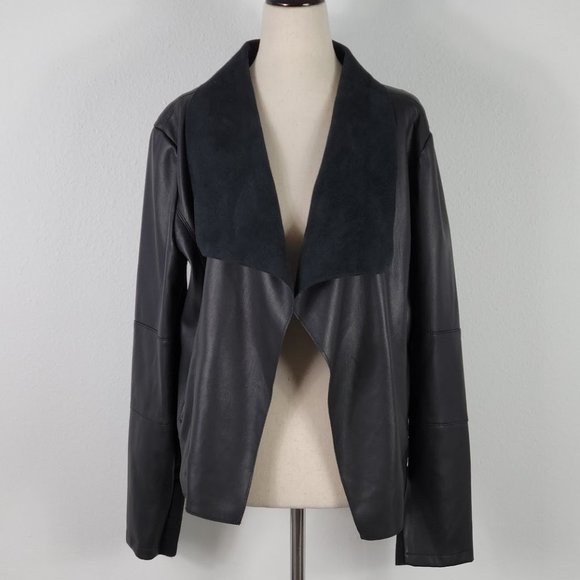 Philosophy Jackets & Blazers - PHILOSOPHY  Draped Faux Leather open Jacket black Sz L